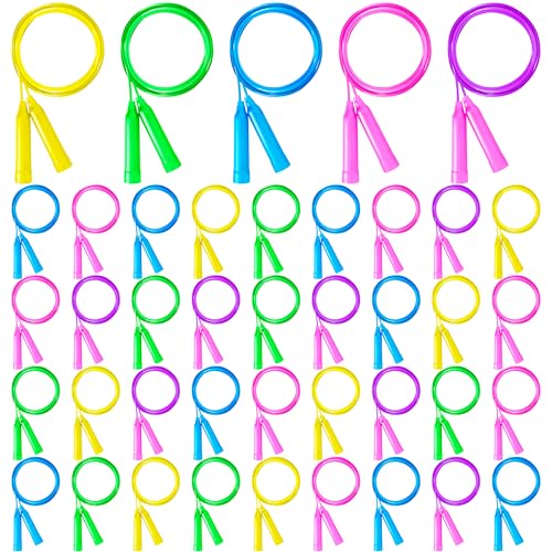 Jump Ropes for Kids, Colorful Jump Ropes for Kids Bulk, Adjustable Skipping Ropesfor Boys Girls, Tangle-Free Plastic Jumpi...