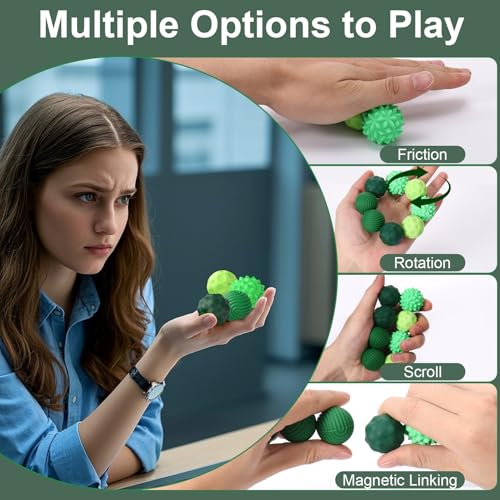 BUSOHA Silicone Fidget Balls - 4 Pack Silicone Stress Relief Balls Stone for Adults Sensory Travel Toys for Calming,Stres...