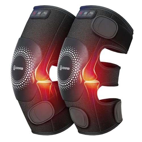 COMFIER Cordless Knee Massager with Heat and Vibration for Pain Relief, Graphene Heating pad for Knee with 3 Heat Levels &...