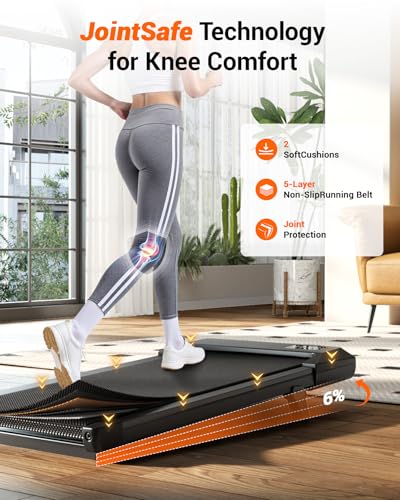 Lacuffy Walking Pad,6% Manual Incline Walking Pad Treadmill,Under Desk Treadmill for Home Office, with App & Remote,2.5HP ...