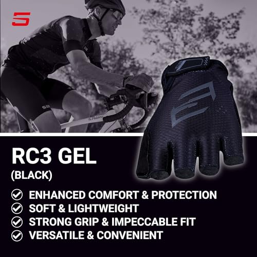 FIVE GLOVES RC3 Gel Cycling Gloves, Unisex Fingerless Gloves for Road Bikes, Dirtbikes, MTB, and More – Black, Blue, and R...