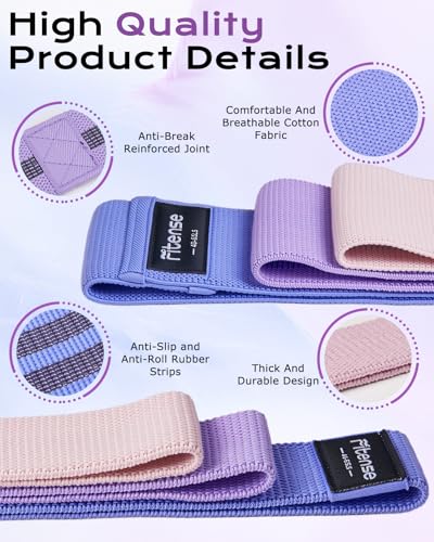 Fitense Fabric Resistance Bands for Working Out - Booty Bands for Women Men with Workout Bands Guide, Exercise Bands Resis...
