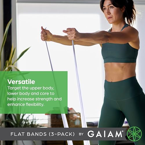 Gaiam Restore Strength and Flexibility Resistance Band Kit Set - 3 Levels of Resistance - Strength Training Workout Bands ...