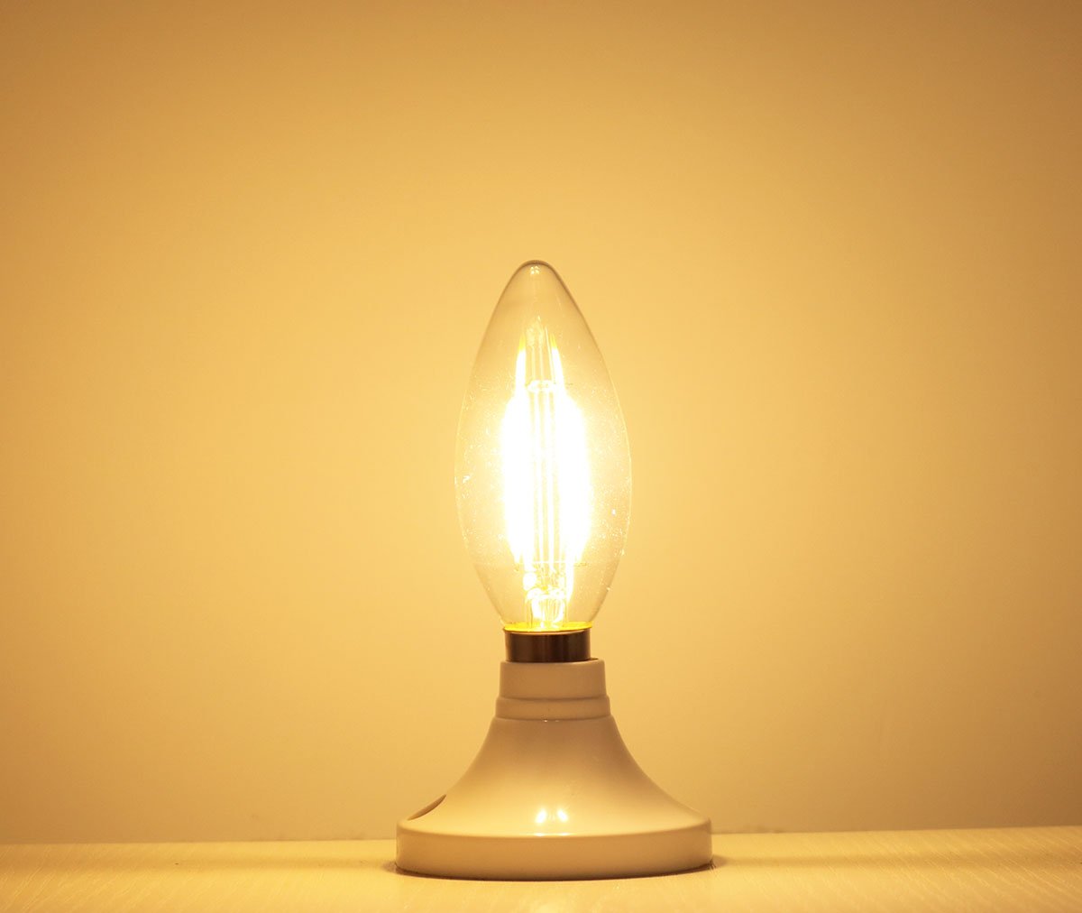 Lamsky E14 LED Filament Candle Bulb, Warm White 2700K, 60W Equivalent, Clear Glass, 2 Count