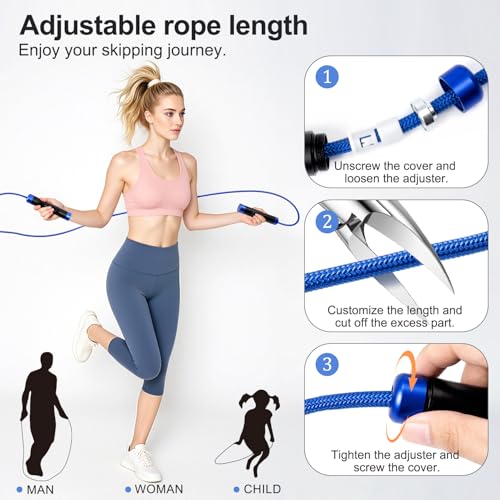 Reedvales 1LB Weighted Jump Ropes for fitness Women Men, Aluminum Handles for MMA, Boxing, CrossFit, Weight-loss Workouts,...
