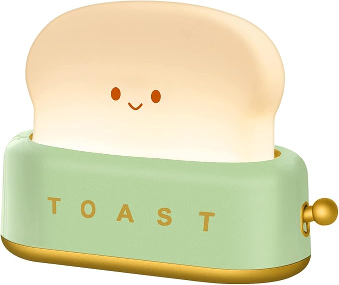 Cute Desk Decor Toaster Lamp, Kawaii Accessories Small LED Night Light for Kids Teen Girls, Room Decor Toast Lamp for Bedroom, Bedside, Living Room Aesthetic Stuff,Gift