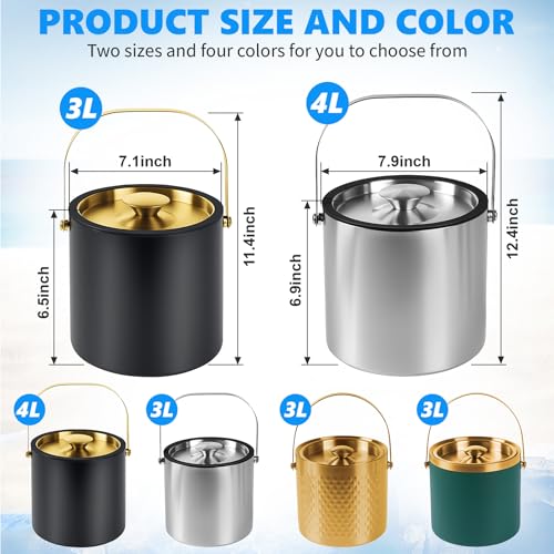 Ice Bucket, Ice Bucket with Silicone Sealing Ring Double-Wall Vacuum Insulation Champagne Buckets with Filter Layer Ice To...