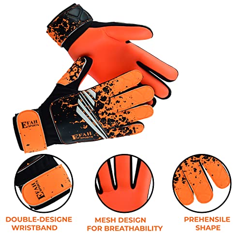EFAH SPORTS Soccer Goalkeeper Gloves for Kids Boys Children Youth Football Goalie Gloves with Strong Grips