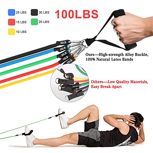Resistance Bands Set, Workout Bands with Handles, Door Anchor, Ankle Straps and Carry Bag, Exercise Bands for Shape Body a...