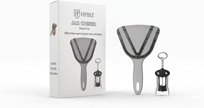 Jar Opener for Weak Hands & Seniors with Arthritis BY HPBIZ Easy Twist-Off Lid & Bottle Opener, Unique Kitchen Gadget & Ideal Christmas Gift for Elderly, Women & Men (Gray)