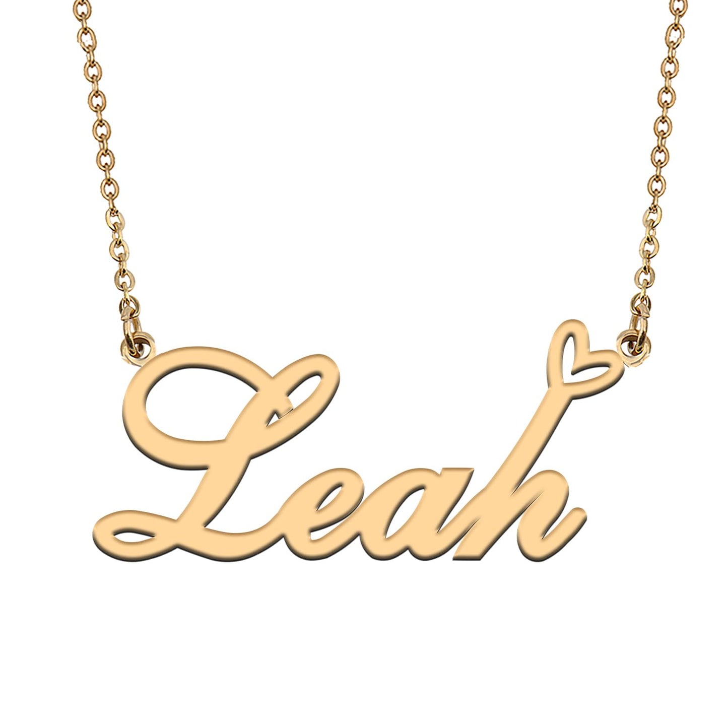 HUAN XUN Leah Name Necklaces for Women Stainless Steel Custom Name Necklaces Pendant Jewelry Gift for Christmas