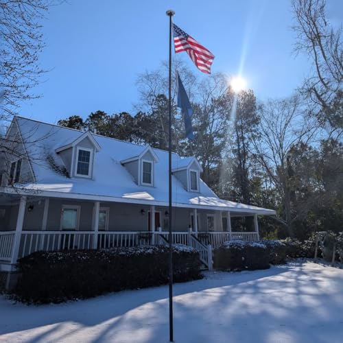 FFILY Heavy Duty 25 FT Flag Pole, Unbending 100MPH Wind Resistance, 12Gauge 95HBW Hard Aerospace Aluminum, In-Ground Flagp...