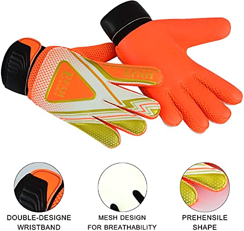 EFAH SPORTS Soccer Goalie Goalkeeper Gloves for Kids Boys Children Football Gloves with Strong Grips Palms