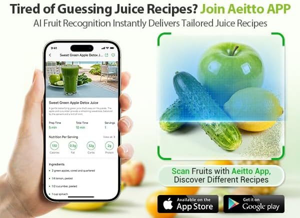Cold Press Juicer, 5.8" Extra Large Wide Mouth, Aeitto Slow Juicer Machines, High Juice Yield, Fit Whole Vegetables & Fruits, Professional Juice Extractor Machine,Self Feeding, Easy to Clean