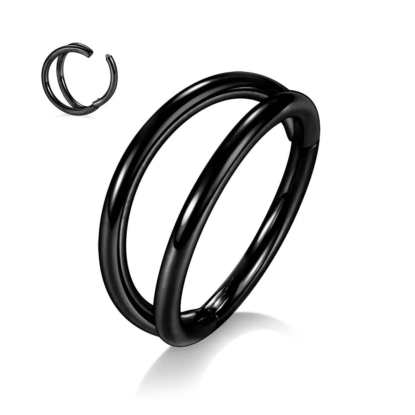 PEAKLINK 18G Cartilage Earrings Conch Hoop Ring Double Open Stacked Cartilage 316L Surgical Steel Septum Nose Rings 12mm Lobe Ea