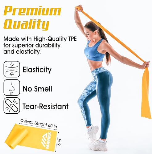 MAVIKS Exercise Resistance Bands for Working Out Set of 5 for Women and Men, Stretch Bands for Exercise, Physical Therapy,...