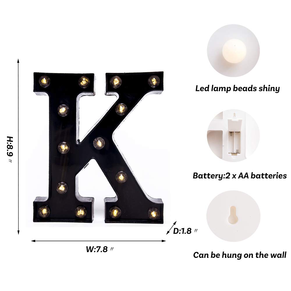 Foaky LED Marquee Number Lights Sign - Battery Powered Christmas Decoration - Black Plastic - Perfect for Weddings & Parties