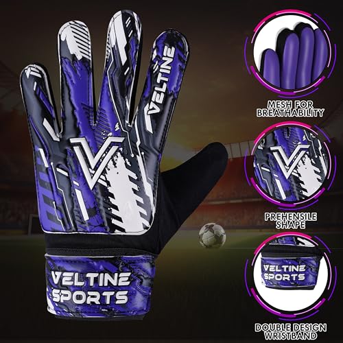 Veltine Sports Soccer Goalie Gloves for Kids Boys Children,Youth & Adult Football Goalkeeper Gloves with Double Wrist Prot...