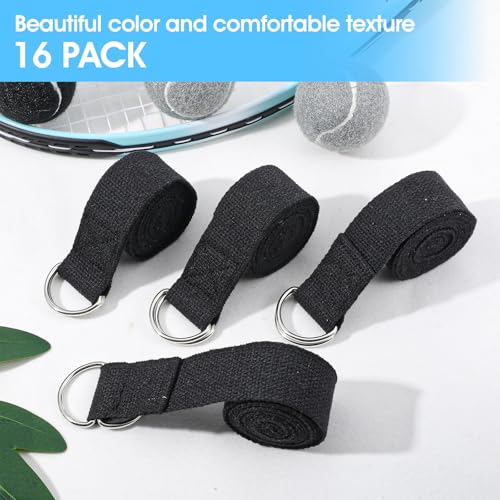 16 Pcs Yoga Strap for Stretching Bulk 6ft Exercise Stretch Band with Metal D Ring Adjustable Pilates Non Elastic Yoga Stre...