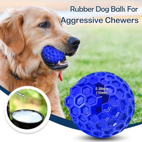 CHEODIN 2 Pack Indestructible Squeaky Dog Balls for Aggressive Chewers, Interactive Dog Toys for Teething, Relieving Anxie...