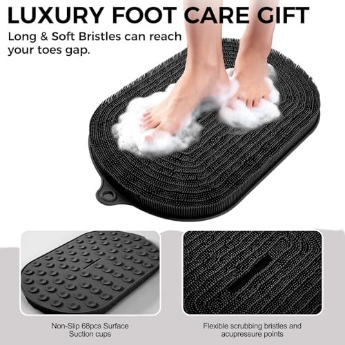 EaTubano Shower Foot Scrubber - XXL Large Silicone Bath Mat for Exfoliating & Massaging Feet in Shower, Non-Slip Suction C...