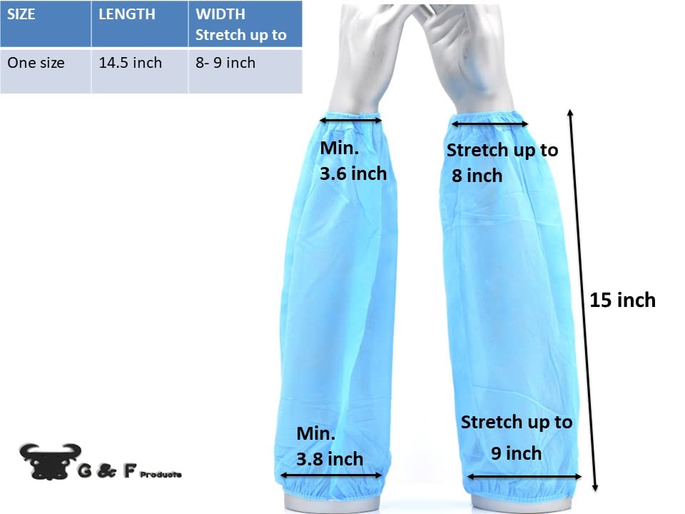 G & F Products Arm Sleeves, Made of Non-Woven Fiber Sleeve Covers with Elastic Closures stretchble Reusable Blue