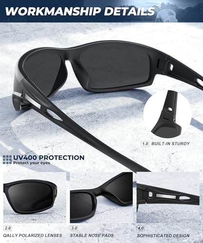 QALLY Polarized-Sunglasses-Men Sports Mens-Sunglasses: Sun-Glasses with UV Protection for Fishing Driving Running Cycling
