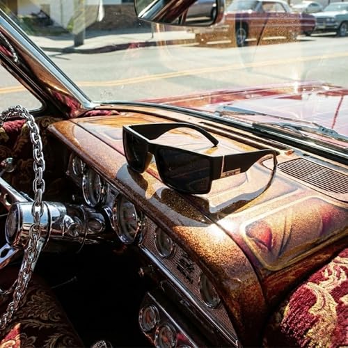 Locs Mens Flat Top Gangster Sunglasses Black Silver Frame 91026 (Matte Black)