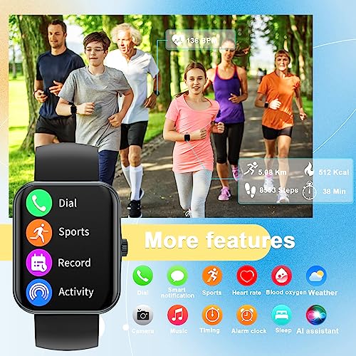 PTHTECHUS Smart Watch for Kids, 1.83" Fitness Tracker Smartwatch for Young with Heart Rate/Sleep Monitor 37 Sports Modes C...