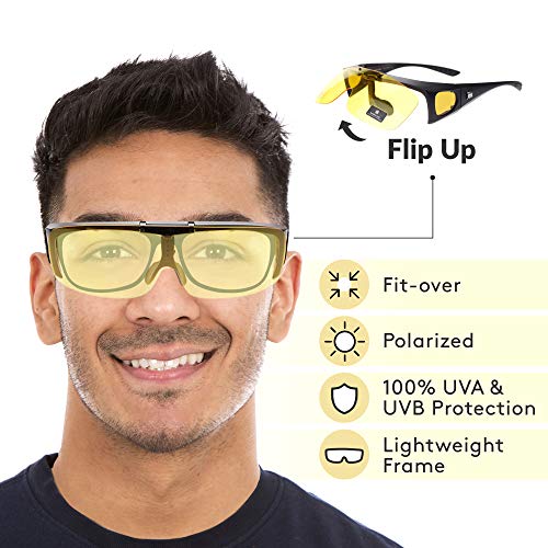 SA106 Large Mens Polarized Flip Up Fitover Sunglasses
