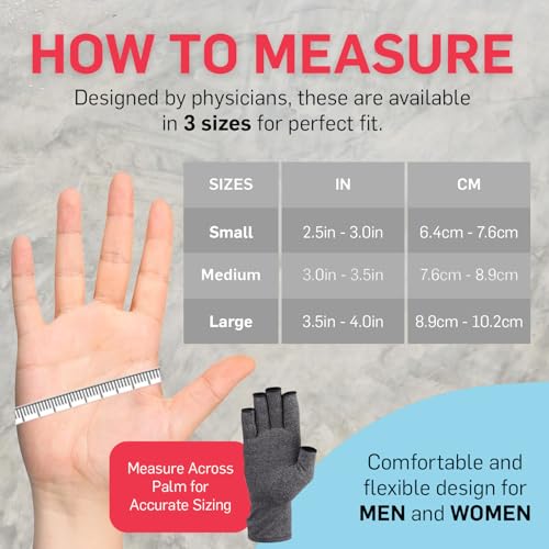 Dr. Arthritis Essentials Open-Fingertip Arthritis Gloves, Compression Gloves Ideal as Raynauds Gloves, Hand Brace for Arth...
