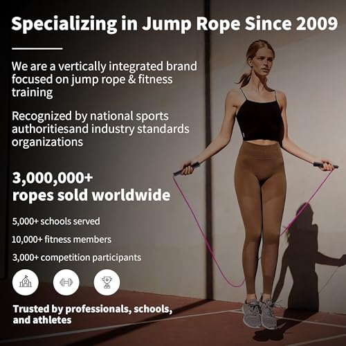 YUEDONG 5mm Adjustable Weighted Jump Rope for Women Fitness - Tangle-Free PVC Skipping Rope with Matte Frosted Ergonomic A...