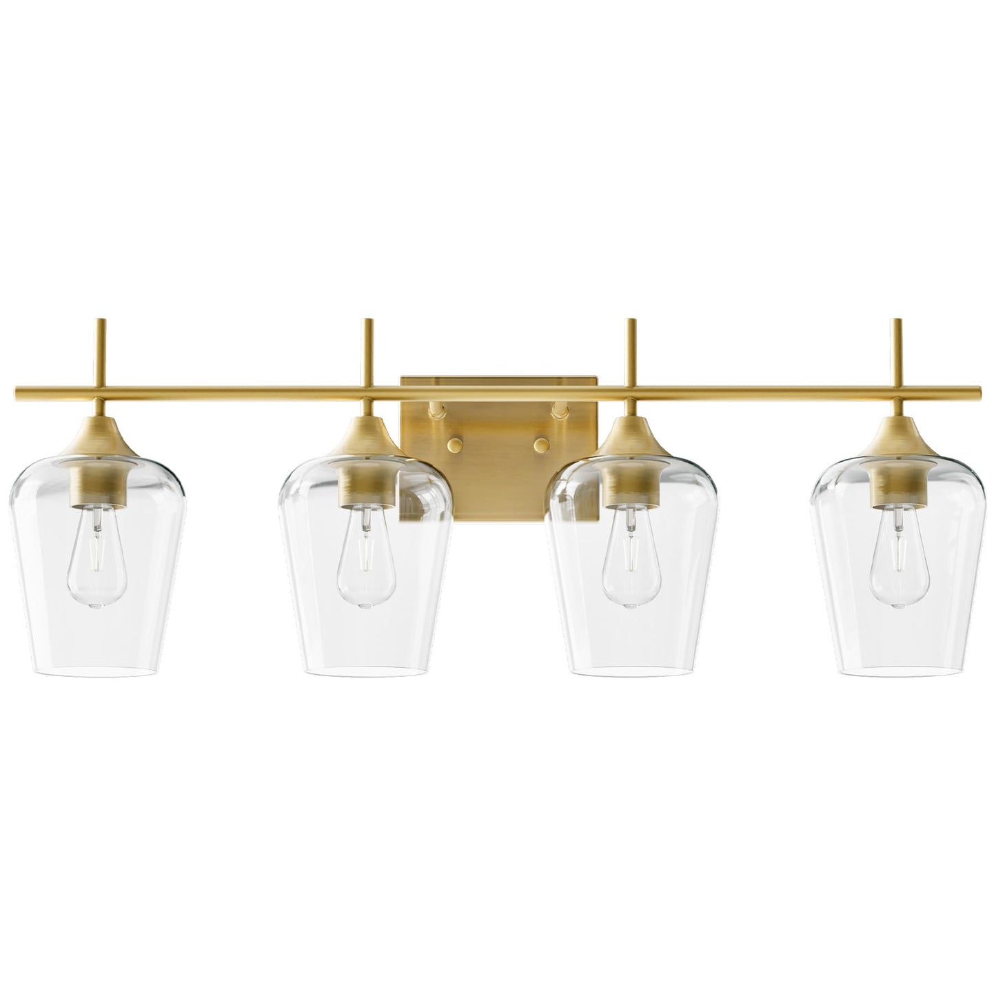 VONLUCE Bathroom Vanity Light, 4 Light Bathroom Light Fixture Over Mirror, Bathroom Wall Lamp with Clear Glass, Modern Gold Vanity Lighting fixtures for Bathroom, Bedroom, Hallway