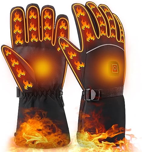 Heated Gloves for Men Women, Electric Winter Gloves Waterproof Heating Gloves Warm Thermal Touchscreen Cold Weather Hand W...