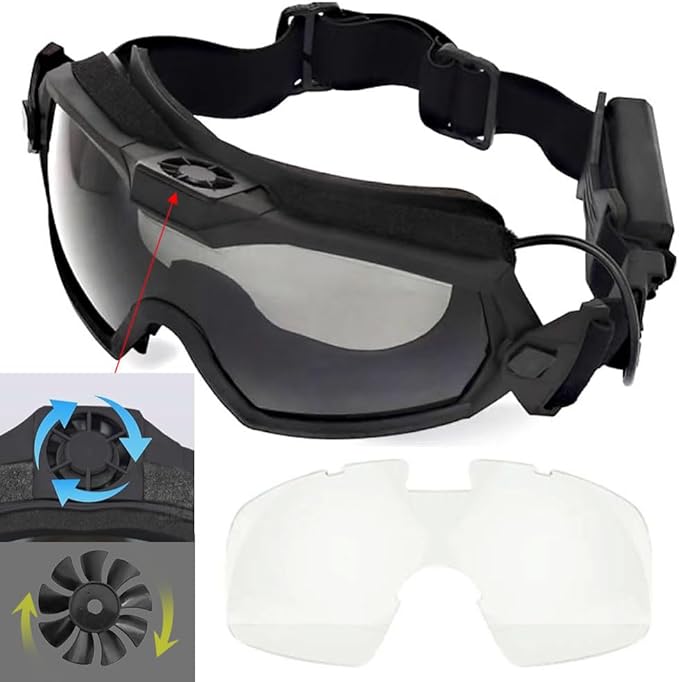H World Shopping Airsoft Goggles Anti Fog with Fan and Interchangeable Lens Military Shooting Safety Goggles & Glasses