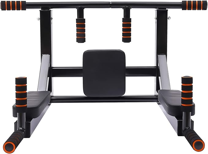 Wall Mounted Pull Up Bar, Power Tower Set Training Equipment Fitness Dip Stand Supports to 440 LBS for Home Gym Indoor Wor...