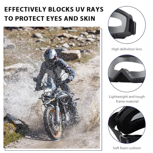 MUQIDA Dirt Bike Goggles, Dustproof Windproof Helmet Ski Goggles with Fog Lens, Wide Vision UV Protection Safety Glasses (...