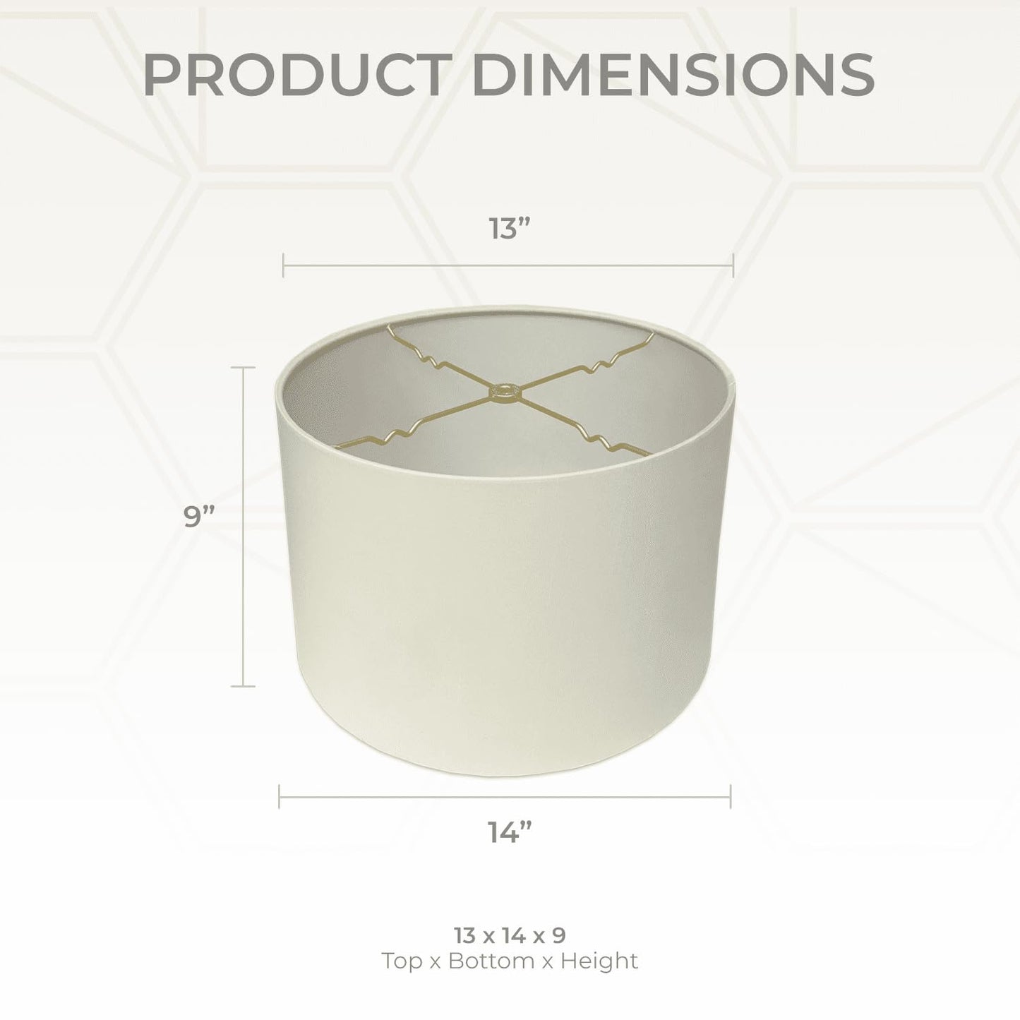 Royal Designs, Inc. Hardback Lamp Shade, Shallow Drum, 13x14x9, Eggshell, Model HB-610-14EG