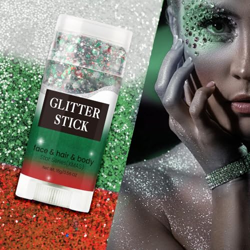 Body Glitter Stick, Perfect Sparkling Christmas Hair & Face Glitter Makeup Neon Outfit Singer Concert Music Rave Festival ...