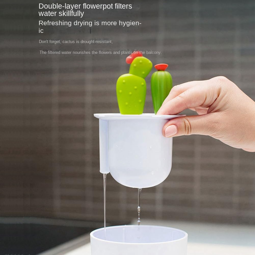 Geynutaly Cactus Bottle Brush, Straw Brush, Multifunctional Cleaning Brush Set, Full-Angle Cleaning