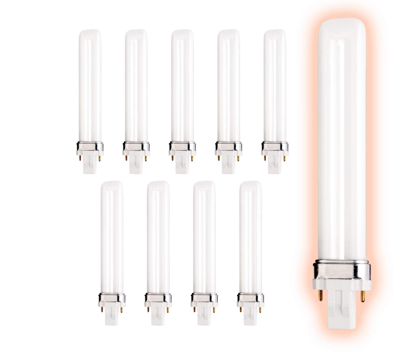 Goodbulb 13 Watt Cfl Light Bulbs | 2 Pin Gx23 Base 5000K Daylight | 13W High Output 800 Lumens | Single Tube Compact Fluorescent Light Bulbs Plug-In | Car Dealership Lighting | 10 Pack