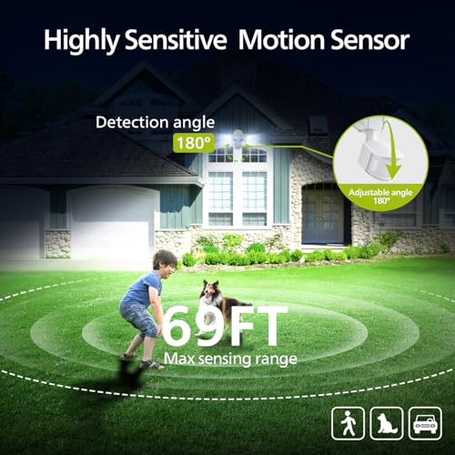 Philips 44W 4200 lm LED Security Light Outdoor w/PIR Motion Sensor, 5000K Daylight Flood Light, Waterproof, Dusk to Dawn, ...