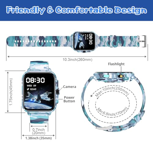 Smart Watch for Kids Boys Age 5-12, Ai Functions Games HD Touch Screen Watches with Video Camera Music Player Pedometer He...