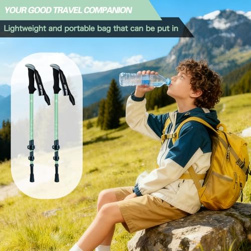Yourjoy Hiking Trekking Poles for Kids, 2 Pack Anti Shock, Adjustable, Collapsible Hiking Poles for Trekking or Walking, L...