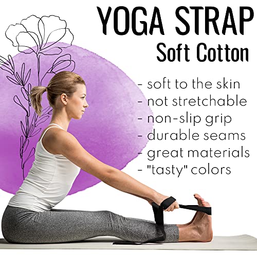 TECEUM Yoga Strap & Mat Strap – 2 IN 1 – Cotton – 6 ft 8 ft 10 ft (30+ colors) – Adjustable Non-Slip Belt for Yoga, Pilate...
