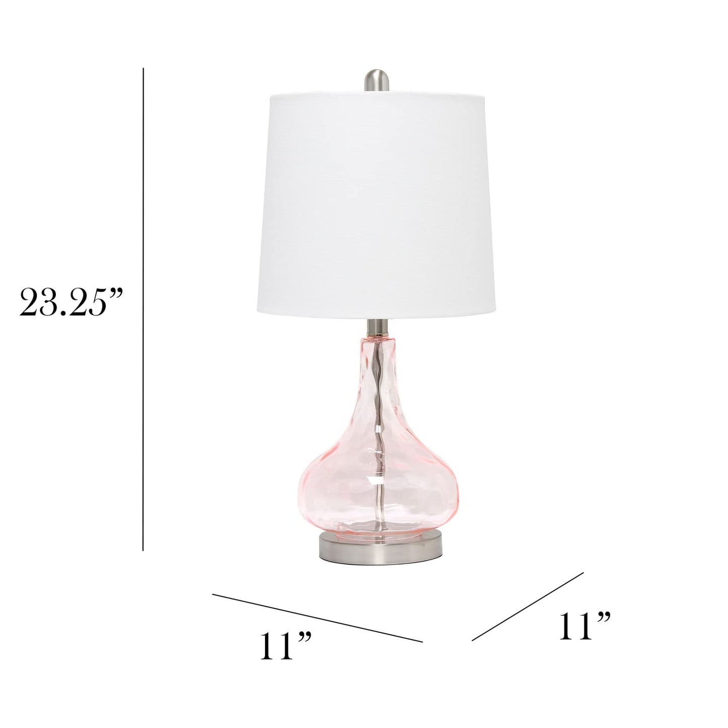 Elegant Designs Modern Bedside Table Lamp, 23.25in Pink Rose Quartz, Fabric Shade, Model LT3326-RQT, 11inL x 11inW