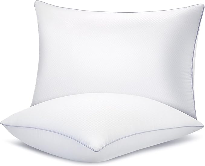 Bed Pillows for Sleeping 2 Pack, Standard Size Pillows Set of 2,Down Alternative Filling, Pillow for Back, Stomach or Side Sleepers Grey