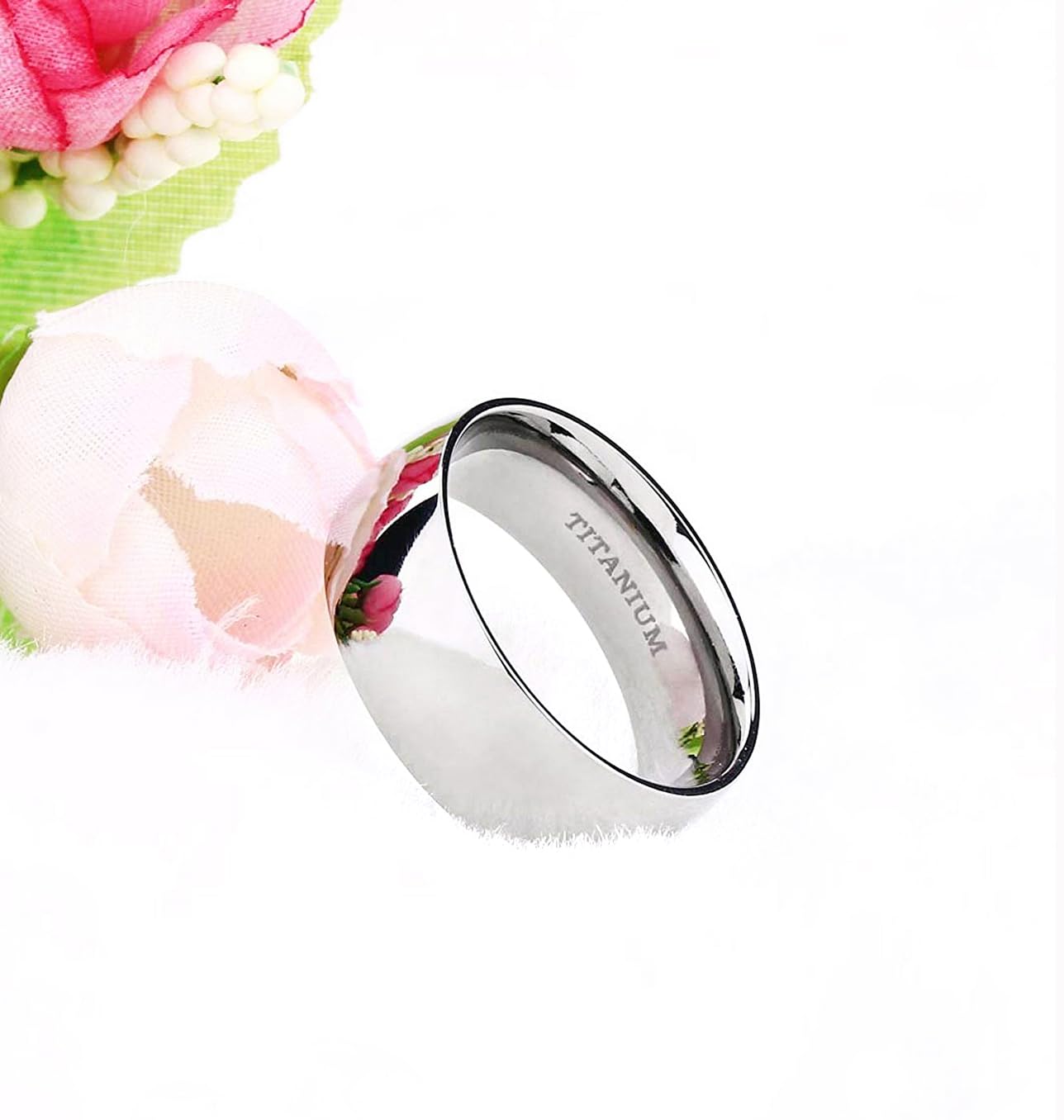 TIGRADE 2mm 4mm 6mm 8mm 10mm Titanium Ring Plain Dome High Polished Wedding Band Comfort Fit Size 3-15,8mm,Size 14.5