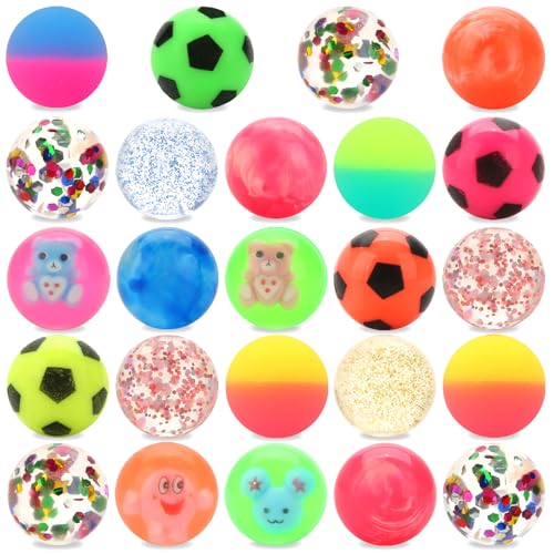 JYXT 24pcs Bouncy Balls for Kids Treasure Box Toys for Classroom Party Favors for Toddlers Kids 3-5 4-8 8-12 Birthday Chri...