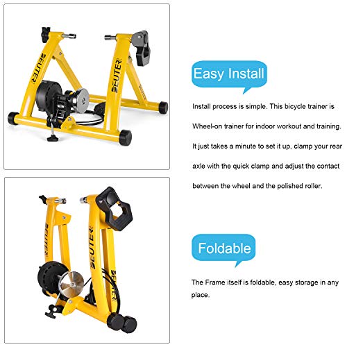 Bike Trainer, Magnetic Bicycle Stationary Stand for Indoor Exercise Riding, 26-29" & 700C Wheels, Quick Release Skewer & F...